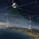 Conceptual images showing the satellite megaconstellation at work.